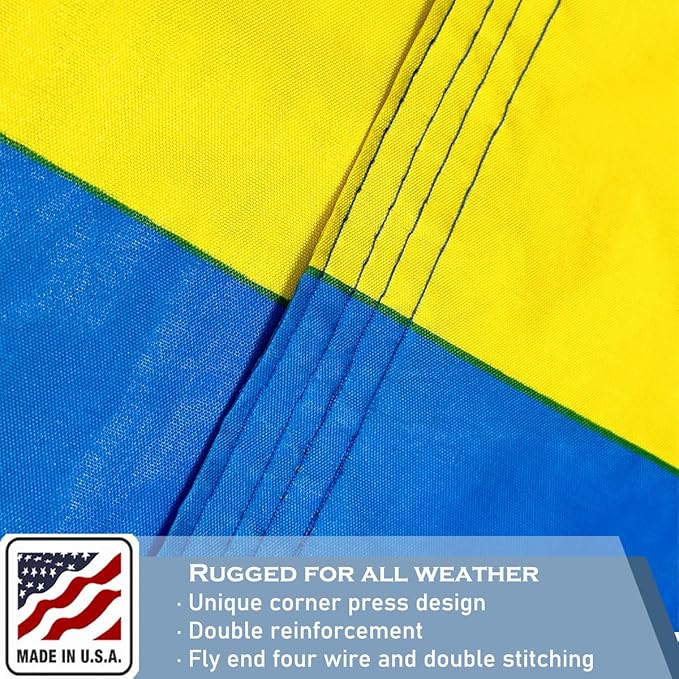 Ukraine Trident Flag 3x5 FT Made in The USA-Heavy Duty Vibrant Colors Double Sided Ukrainian UKR Flag with 2 Brass Grommets for Home/Company/Indoor Outdoor Decoration