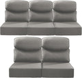 Luxury 22x24/22x25 6-Inch Smile Outdoor Cushions for Patio 5 Piece Set - Set of 5 Zippered Outside Pillows for Wicker Metal Dining Rocking Swivel Chairs Loveseat Couch Sectional Sofa - Grey