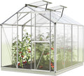 Greenhouse Jasmin 4 Aluminum Frame - 6.3 x 8.4 ft Approx. 6 mm Polycarbonate Panels - Bonus Base Frame and Automatic Vent Opener