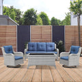 Patio Furniture 4 Piece, All-Weather PE Wicker Outdoor Furniture Set with Coffee Table,Outdoor Patio Furniture with Swivel Rocker Chairs and Outdoor Sofa