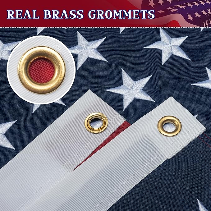 American Flag 4x6 Ft Indestructible Outdoor, Long Lasting, Heavy Duty, TearProof Polyester, Fade Resistant, High Wind US Outside Flags with Embroidered Stars, Sewn Stripes, Brass Grommets