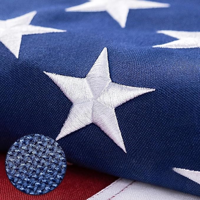 American Flag for Outside 5x8 Ft - TearProof Series Outdoor US Flags - Long Lasting, Fade Resistant - Thick Spun Polyester USA Banner - High Wind - Embroidered Stars, Sewn Stripes, Brass Grommets