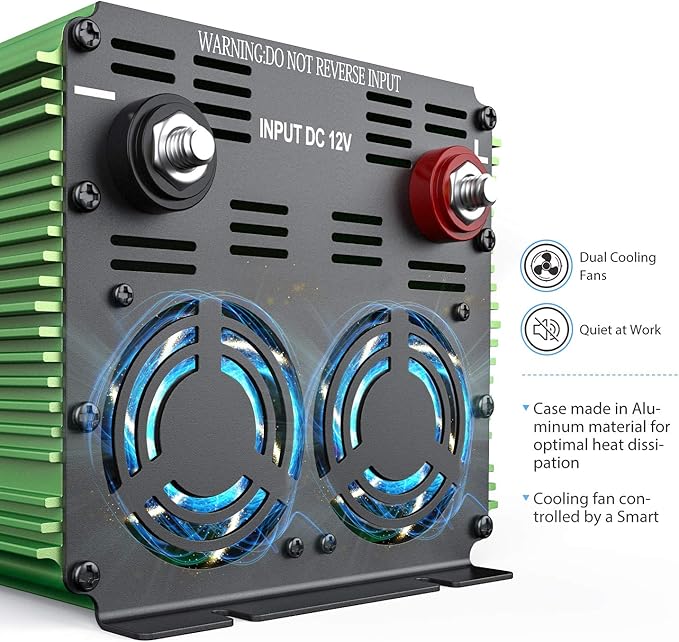 EDECOA 2000 Watt Power Inverter DC 12V to AC 110V 120V 2000W Converter with LCD Display and Remote Controller Dual USB (with ET-RC Remote)