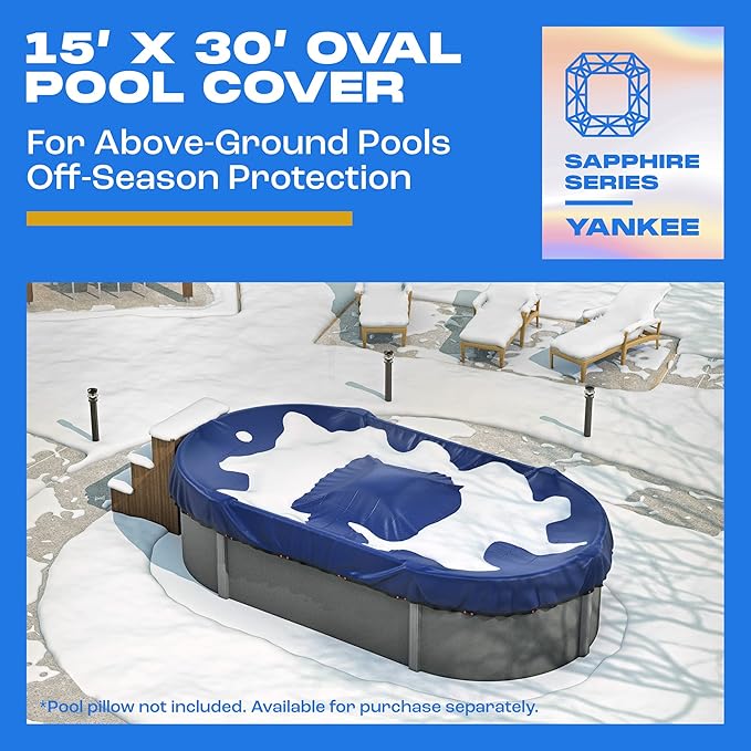 Yankee Pool Cover for Oval Pool | 15 x 30-ft | Oval Winter Pool Cover for Above Ground Pools | Extra Thick & Durable, UV-Resistant | Above-Ground Pool Protection