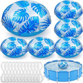 6pcs 4ft Pool Pillows for Above Ground Pools, Cover Balloon Winterizing Inflatable Air Pillow Float with Ropes PVC Ice Equalizer Closing Winter Swimming Ball Accessories