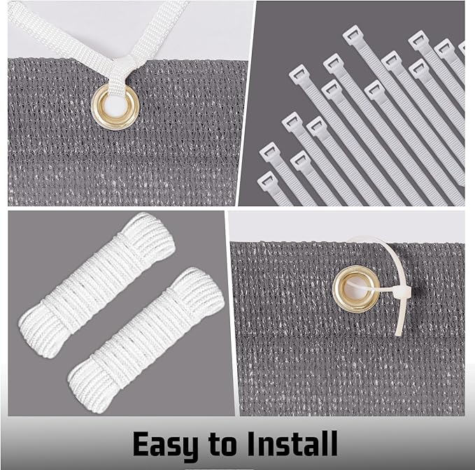 SUNNY GUARD Shade Cloth Custom Size 3x13 FT Sun Shade Screen Fabric Shade Cover Tarp with Grommets for Pergola Backyard Garden, Dark Grey(We Customized)