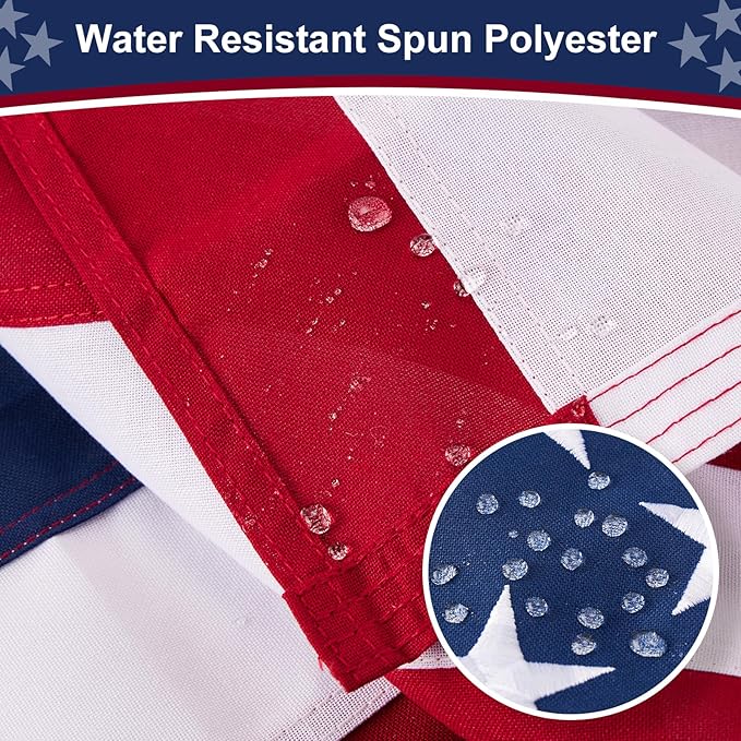American Flag 2x3 ft Heavy Duty TearProof Series, All Weather High Wind US Flag, Premium Spun Polyester with Embroidered Stars, Sewn Stripes, Brass Grommets for Outdoor Use