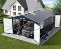 Metal Garage Shed 13x20x8.5' with Floor Frame Kit, Large Outdoor Storage Building Ultra-Reinforced Truss System, with Skylights Dual-Entry Steel Carport Workshop for Car Boat Big Tool Organization