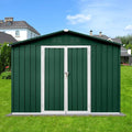 Metal Garden Sheds 8ft×10ft Outdoor Storage Sheds Green + White, for Backyard, Patio, Poolside