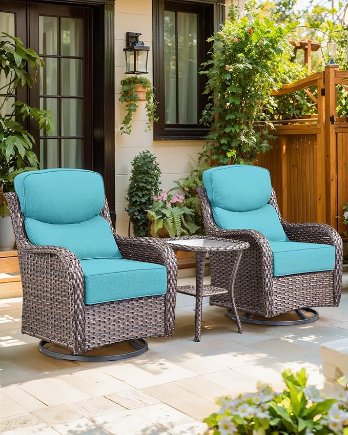 Luxury 24x24x6 Inch Smile Outdoor Cushions - 1 Set Deep Seat Water-Resistant Patio Furniture Replacement Cushion for Wicker Wood Metal Chair Glider Rocker Loveseat Sofa - Turquoise