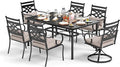 Sophia and William Outdoor Patio Dining Set for 6, Outdoor Table and Chairs, Removable Seat Cushions, 64" Black Patio Dining Table