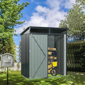 Favfurish 5 x 3 FT Outdoor Storage Shed, Metal Versatile Garden Shed with Lockable Door, Transparent Plate, Air Vents, Waterproof Storage House Tool Shed for Backyard Patio Lawn, Black