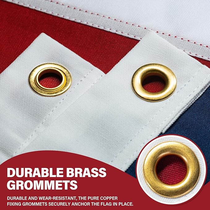 American Flag 4x6 ft for Outside, Tearproof Super Tough Series, Heavy Duty Spun Polyester, All Weather US Flag High Wind with Embroidered Stars, Brass Grommets, Ultra Durable USA Flags for Outdoor