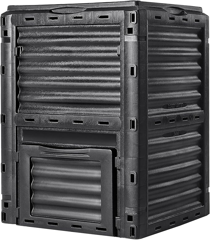 VEVOR Garden Compost Bin 80 Gallon, BPA Free Composter, Large Capacity Outdoor Composting Bin with Top Lid and Bottom Door, Easy Assembling, Lightweight, Fast Creation of Fertile Soil