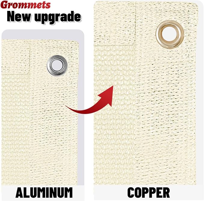SUNNY GUARD Shade Cloth Custom Size 4x15 FT Sun Shade Screen Fabric Shade Cover Tarp with Grommets for Pergola Backyard Garden, Butter Cream(We Customized)