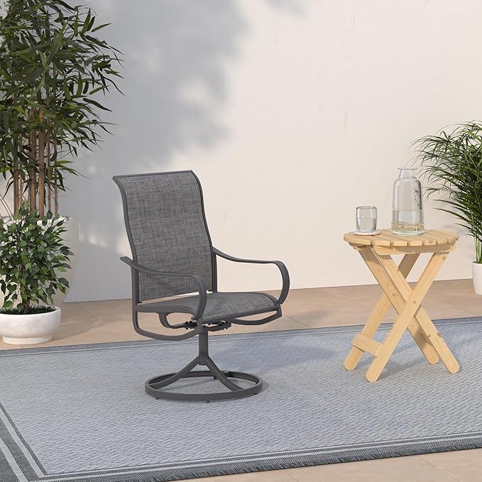 Sophia & William Patio Chairs Patio Dining Chairs Set of 4 Swivel Patio Chairs Textilene High Back Support 300lbs for Lawn Garden Backyard Weather Resistant-Black Metal Frame