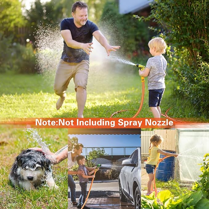 Hybrid Hose 75ft x 5/8", Short Garden Water Hose Heavy Duty, Flexible, Lightweight Hybrid Water Hose with Swivel Handle,3/4'' Brass Fittings, Available For Reel Cart Backyard Burst 500 PSI
