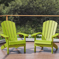 YEFU Adirondack Chairs Set of 2: Plastic Adirondack Chairs - Patio Chairs with Wood Texture - Outdoor Chair HIPS - Lawn Fire Pit Deck Porch Garden Chairs for Adults(Kelly Green)