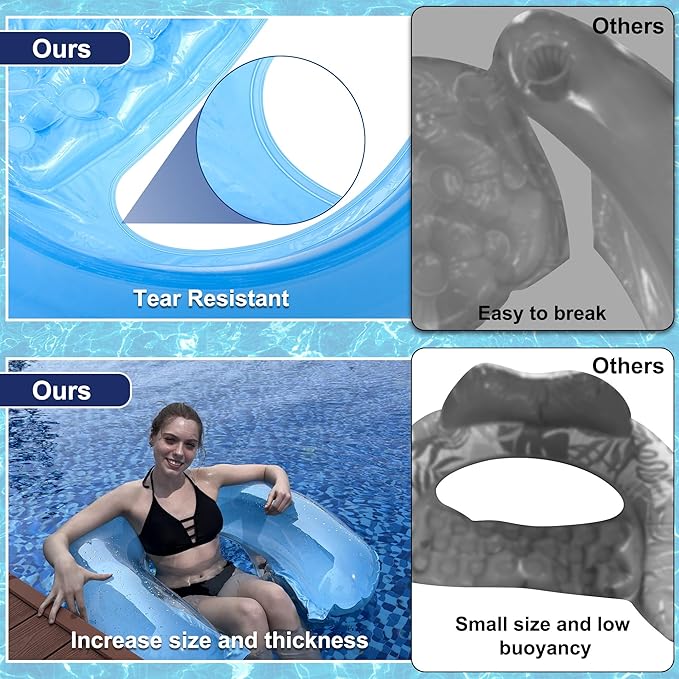 3 Pack Pool Floats Adult, PuppyuWill Minimalist Design Pool Chair Float, 46"X36" Mood-Boosting Colors, Drifter, Chair, Hammock 3-in-1 Inflatable Pool Toys for Pool Party, Lake, River, Sea, Outdoor