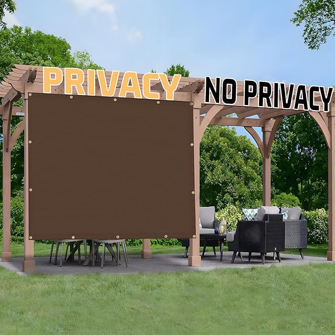 SUNNY GUARD Shade Cloth Custom Size 9x20 FT Sun Shade Screen Fabric Shade Cover Tarp with Grommets for Pergola Backyard Garden, Brown(We Customized)