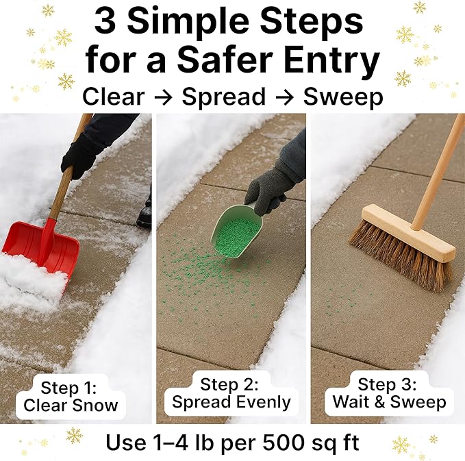 Thawtful Pet Safe Ice Melt – Pet Friendly Ice Melt, Snow Melt – Green Granules with CMA, Melts to −12°F (−24°C) - Driveway Salt & Sidewalk Salt for Ice (2 qt. - 4.2 lb.)