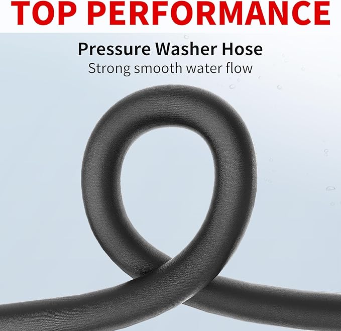 150ft Pressure Washer Hose 4200 PSI, Kink Resistant Industrial Grade Hose with 3/8 Quick Connect Ends and Adapters for Hot & Cold Water up to 140°F, Steel Wire Braided Hose for Power Washing