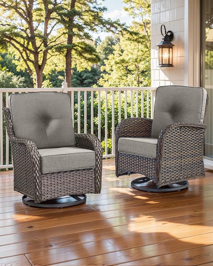 Luxury 22x24/22x25 6-Inch Outdoor Deep Seat Cushions Set of 6 - Comfortable Patio Zipper Chair Cushion for Outside Wicker Wicker Rocking Swivel Chairs Loveseat Couch Sectional Sofa - Grey