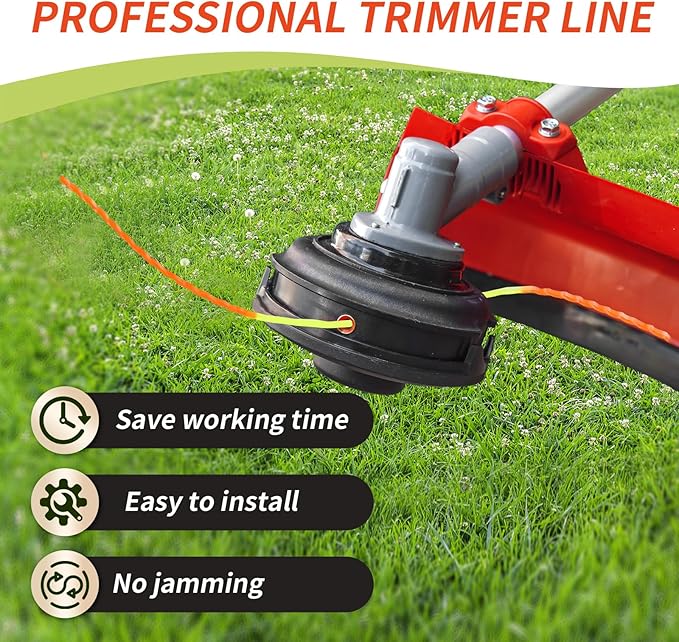 5 Pack String Trimmer Line Compatible with Ego String Trimmer 0.095" 70FT Weed Eater String Pre-Cut Dual Color Fast-positioning Triangular Twisted Trimmer Line Universal Fit Weed Wacker String