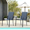 Patio Chairs Set of 2, Outdoor Dining Chairs with Breathable Textilene Fabric, Stackable Patio Chairs for Lawn, Garden, Backyard, Poolside, Dark Blue
