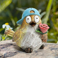 Garden Bird Statue for Decorations Outdoor Animal Figurines Little Bird Holding Flowers Sculpture Birds Figurines for Garden Yard Porch Patio Lawn Outside Home Decor Gift for Woman