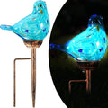 Solar Bird Garden Stake Lights - Hand Blown Glass Decorative Garden Pathway Lights Outdoor Waterproof Bird Glass Stakes (Light Blue)