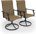 Patio Swivel Dining Chairs Set of 2, Outdoor Metal Chair with Textilene Mesh Fabric Patio Furniture Set Porch Chairs with Metal Rocking Frame for Lawn Garden Backyard