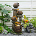 Outdoor Fountain with LED Lights, 48.43" Tall Garden Water Fountain - Resin & Fiberglass Freestanding Fountain for Patio, Backyard - Easy Setup Kit