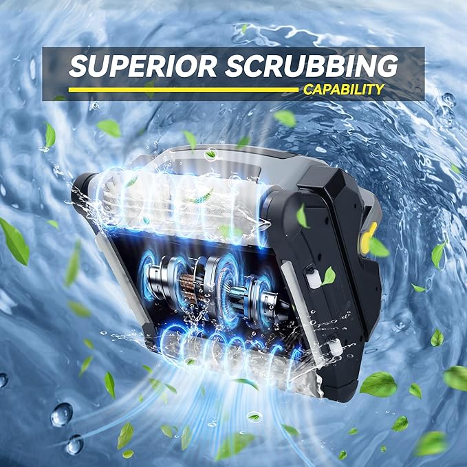 An Automatic Robot Swimming Pool Vacuum Cleaner with a Trolley, Featuring Wall-Climbing Function, 360 Degree Kink Free Patented Technology, Large Top-Mounted Filter Swimming Pool Cleaning Robot, 82 Ft