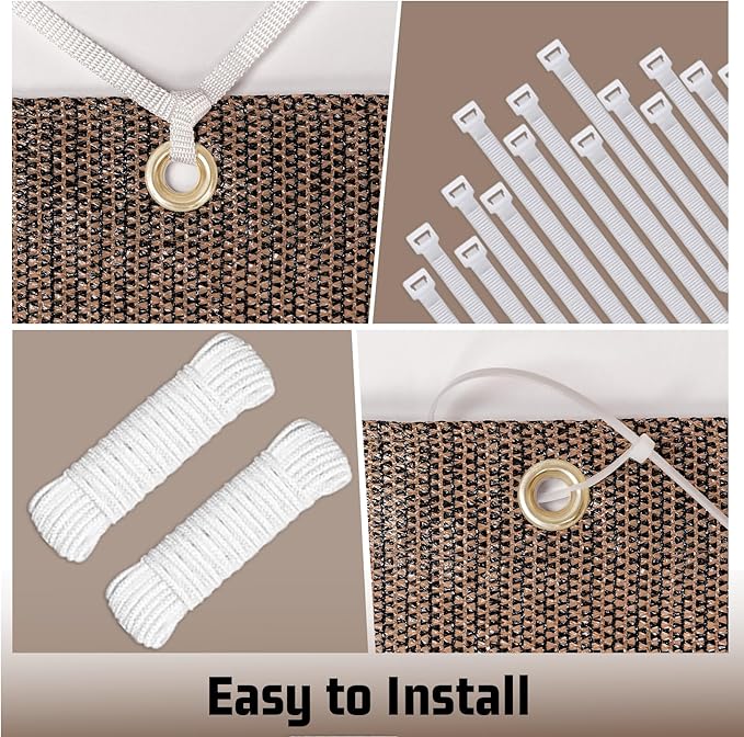 SUNNY GUARD Shade Cloth Custom Size 4x4 FT Sun Shade Screen Fabric Shade Cover Tarp with Grommets for Pergola Backyard Garden, Brown(We Customized)