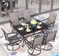 Sophia & William Outdoor Dining Set Patio Dining Set for 6 Outdoor Table and Chairs 7 Pieces Outdoor Patio Set with Swivel Patio Chairs 60"x 38" Metal Table for Garden Pool All Weather Brown