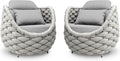 Patio Accent Chairs Set of 2: Aluminum Porch Lounge Chair with Arms - Woven Rope Cushioned Armchair - Modern One Seater Chair - Outdoor Deck Furniture for 400lbs Balcony Lanai Garden Hotel, Gray