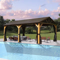 Domi Cedar Wood Gazebo 12’x20’ Hardtop Gazebo with Galvanized Steel Gable Roof, Outdoor Gazebos for Patio, Permanent Pergola for Deck, Backyard