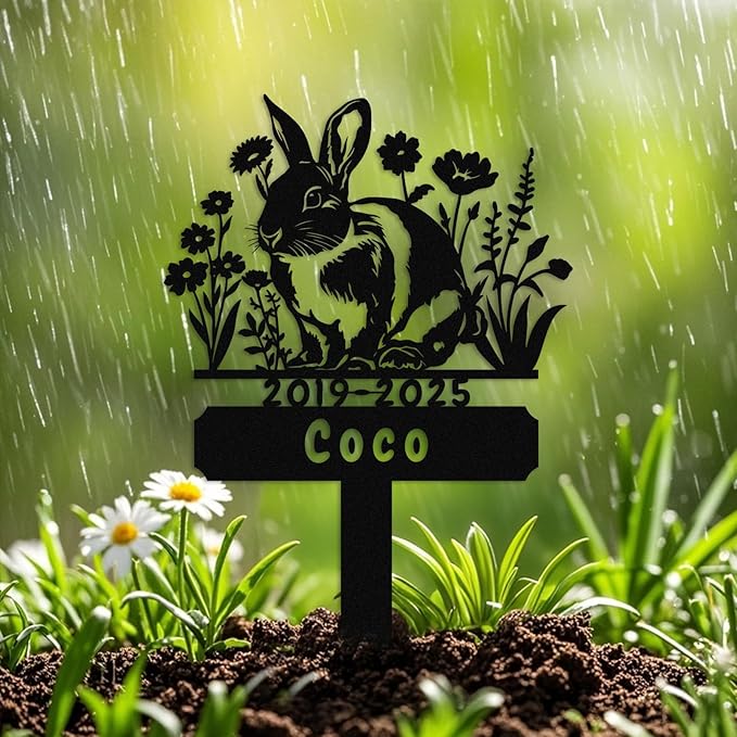 Custom Rabbit Grave Marker,Personalized Bunny Memorial Garden Stake,Pet Memorial Gift,Remembrance Stake,Loss of Bunny,Sympathy Sign Rabbit 10inch