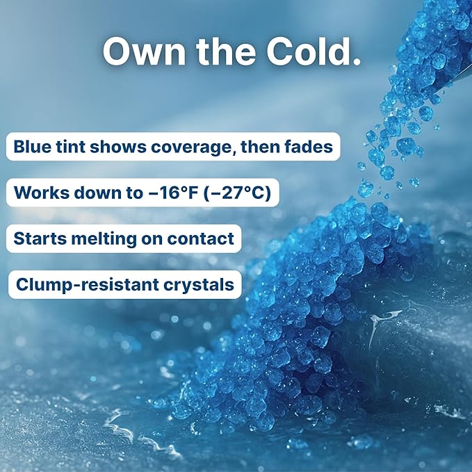 Thawtful Blue Ice & Snow Melt – Snow Melt, Rock Salt, Driveway & Sidewalk Salt for Ice, Blue Granular Rock Salt, Melts to −16°F (−27°C) – Resealable Zip Bag (20 QUARTS - 42.6 lb.)