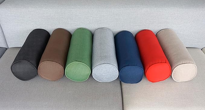 Indoor/Outdoor Bolster Pillows, 16x6 inches Solid Round Lumbar Cylinder Throw Pillows for Outdoor Furnitures, Set of 2, Bright Red
