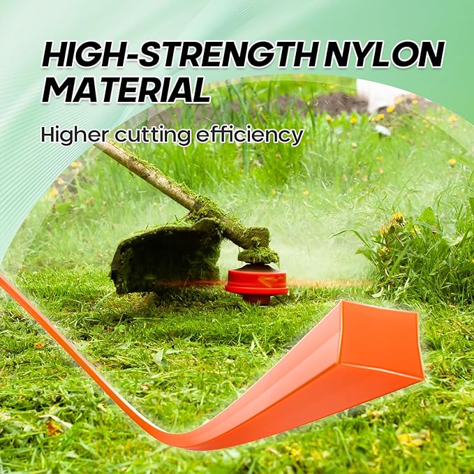 String Trimmer Line .095", 150 Feet Weed Eater String, Square Trimmer Line for Universal Replacement, Orange Premium Nylon String Trimmer Line for Medium& Heavy Grass&Weeds