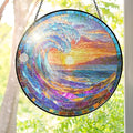 FLAGWIX Christmas Beach Gifts for Women Men - Stained Glass Window Hanging 10in for Holiday Christmas Decorations 2025 - Sun Catchers Indoor Window for Ocean Decor, Beach Decor, Boho Gifts for Women