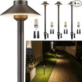 Gardenreet Low Voltage Landscape Lighting Brass - 12v Pathway Lights Waterproof, Hard Wired Path Light Outdoor, Mushroom Bronze for Exterior Area Patio with 3W 4000K Neutral White G4 Bulb (4 Pack)