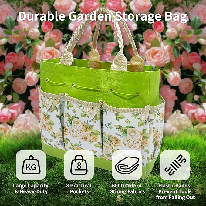 Gardening Tools 20-Piece Heavy Duty Garden Hand Tools Stainless Steel Ergonomic Rust-Proof Garden Tool Set - with Fashion and Durable Garden Tools Storage Bag - Ideal Gardening Gifts for Women