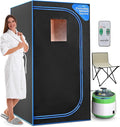SereneLife Portable Steam Sauna for Home with 4L Steamer, Folding Chair, Remote Control, 9 Heat Levels, Compact Indoor Sauna Tent, Personal Spa, 71" x 35