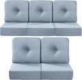 Luxury 22x24/22x25 6-Inch Outdoor Cushions for 5 Peice Patio Furniture Set - Set of 5 Water Repellent Pillow for Wicker Rocking Swivel Chairs Loveseat Couch Sectional Sofa - Baby Blue