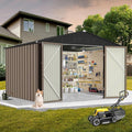 8X8FT Metal Outdoor Storage Shed - Galvanized Steel Waterproof Garden Shed with Lockable Doors & Vents, All-Weather Utility Tool Shed for Lawn Mower, Bike