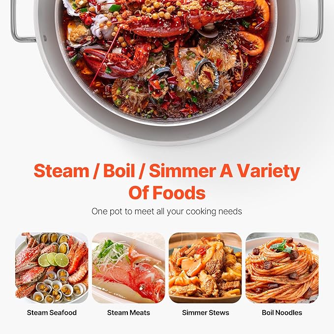 VEVOR 80 Qt Seafood Boiling Kit with Strainer, Outdoor Seafood Boil Pot and Basket, Cooking Set for Crab Crawfish Lobster Boiling, Aluminum Stockpot with 100,000 BTUs Propane Burner and Steamer Rack