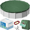 Yankee Emerald Series Pool Covers for Above Ground Pools | Round 15 ft Swimming Pool Cover w/Steel-Core Cable, Winch for Winterization | 9 mil Medium-Thickness for Off-Season, On-Season Protection